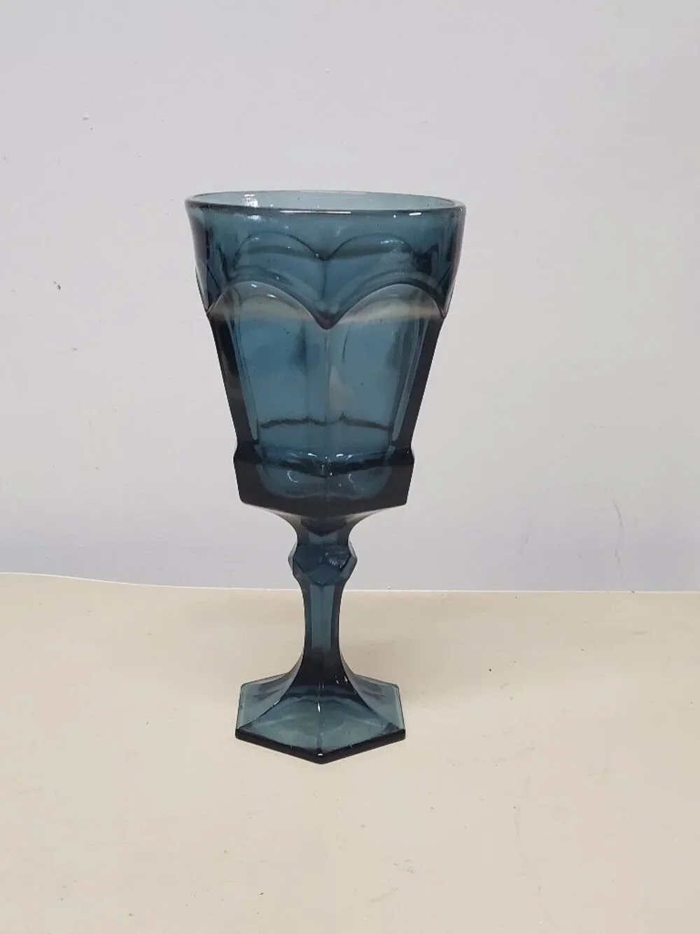 Vintage Water Goblet Virginia Dark Blue by Fostoria